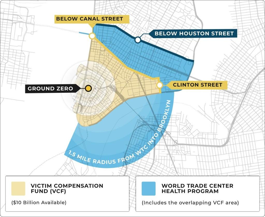 9/11 Exposure Zone Map For Determining VCF Eligibility